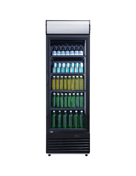 Commercial Drink cooler Upright 282 litres Static cooling Hinged glass door Black Canopy light | Stalwart DA-LG282BBLACK