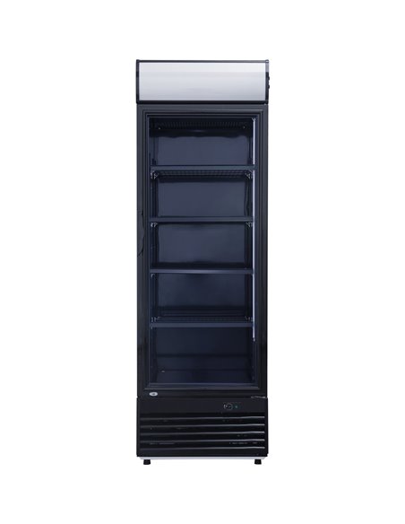 Commercial Drink cooler Upright 282 litres Static cooling Hinged glass door Black Canopy light | Stalwart DA-LG282BBLACK