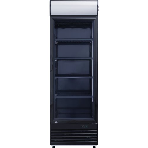 Commercial Drink cooler Upright 332 litres Static cooling Hinged glass door Black Canopy light | Stalwart DA-LG332BBLACK