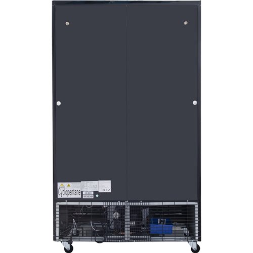 Commercial Bottle cooler Upright 930 litres Ventilated cooling Twin hinged doors Black Canopy light | Stalwart DA-LG1000BFMBLACK