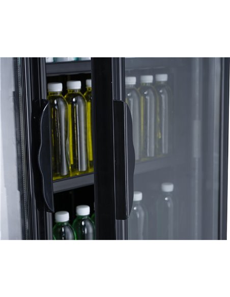 Commercial Bottle cooler Upright 930 litres Ventilated cooling Twin hinged doors Black Canopy light | Stalwart DA-LG1000BFMBLACK