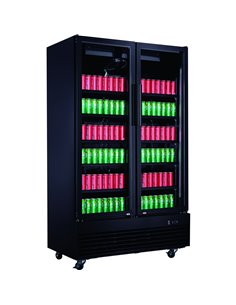Commercial Bottle cooler Upright 930 litres Ventilated cooling Twin hinged doors Black | Stalwart DA-LG1000BFPBLACK