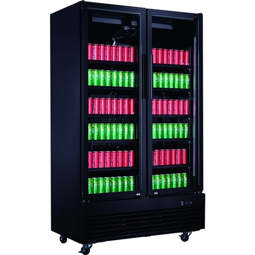 Commercial Bottle cooler Upright 930 litres Ventilated cooling Twin hinged doors Black | Stalwart DA-LG1000BFPBLACK