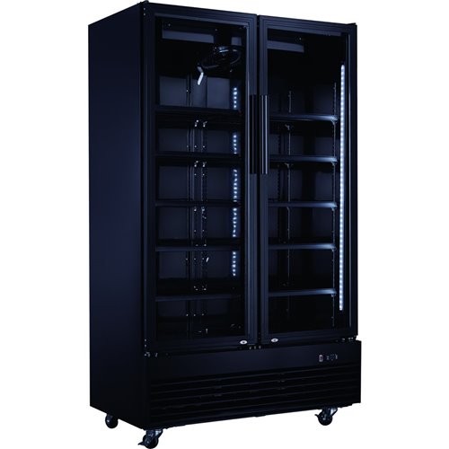 Commercial Bottle cooler Upright 930 litres Ventilated cooling Twin hinged doors Black | Stalwart DA-LG1000BFPBLACK
