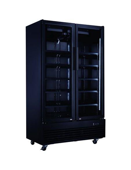 Commercial Bottle cooler Upright 930 litres Ventilated cooling Twin hinged doors Black | Stalwart DA-LG1000BFPBLACK