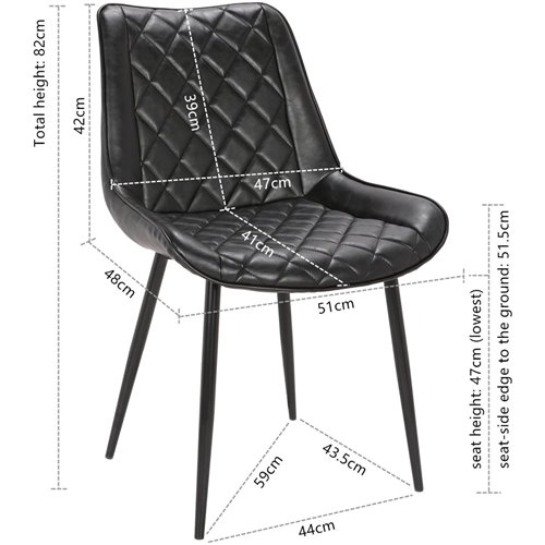 Side Dining Chair PU leather seat Black | Stalwart DA-WW198