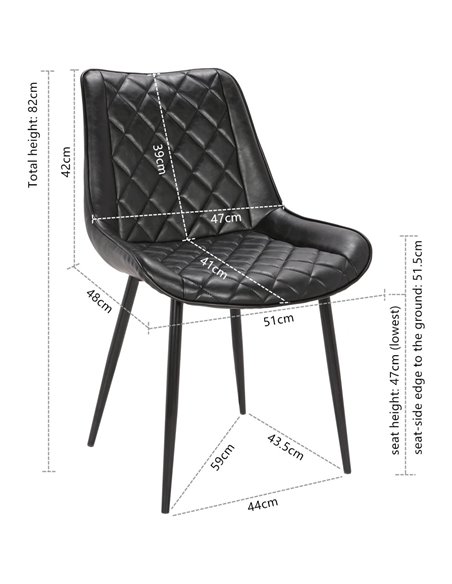 Side Dining Chair PU leather seat Black | Stalwart DA-WW198