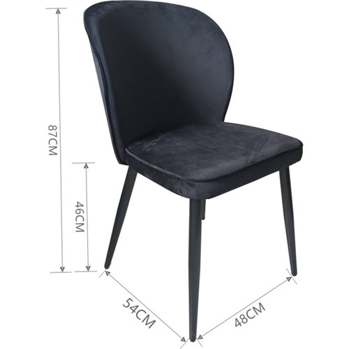 Velvet Dining Chair Black | Stalwart DA-WW166