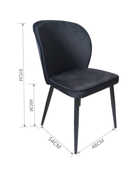 Velvet Dining Chair Black | Stalwart DA-WW166