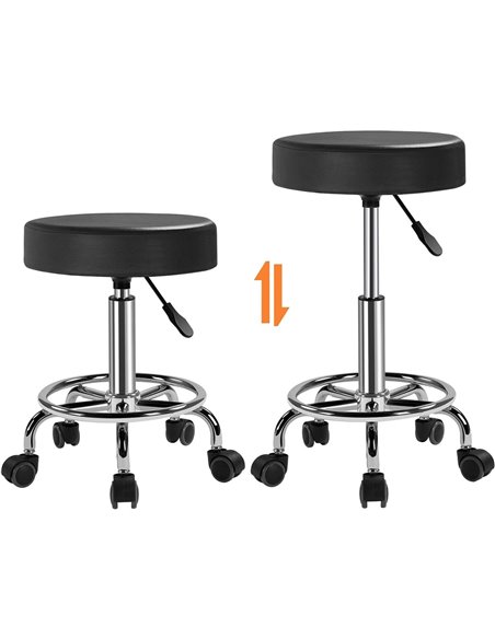 2 x Black Height Adjustable Swivel Stool | Stalwart DA-WW115