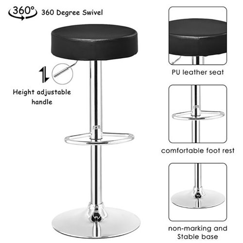 Black Height Adjustable Barstool with Thick seat | Stalwart DA-WW120