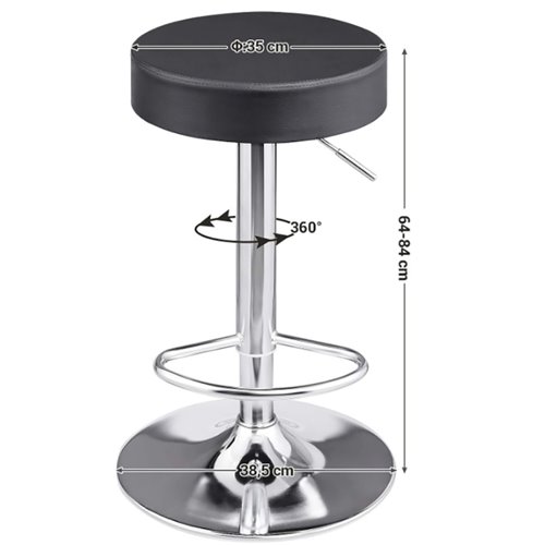 Black Height Adjustable Barstool with Thick seat | Stalwart DA-WW120