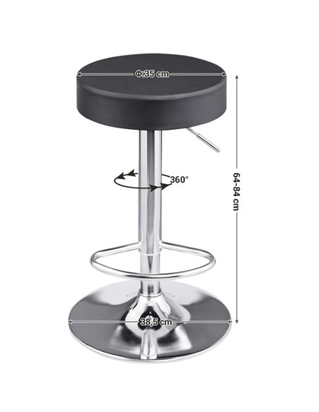 Black Height Adjustable Barstool with Thick seat | Stalwart DA-WW120