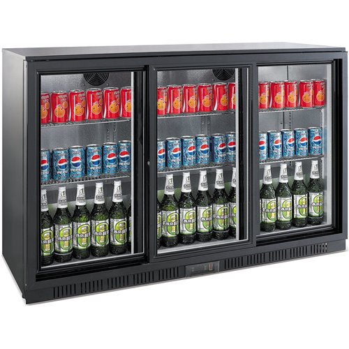Back bar cooler 3 sliding doors 300 litres Black | DA-BC03PS