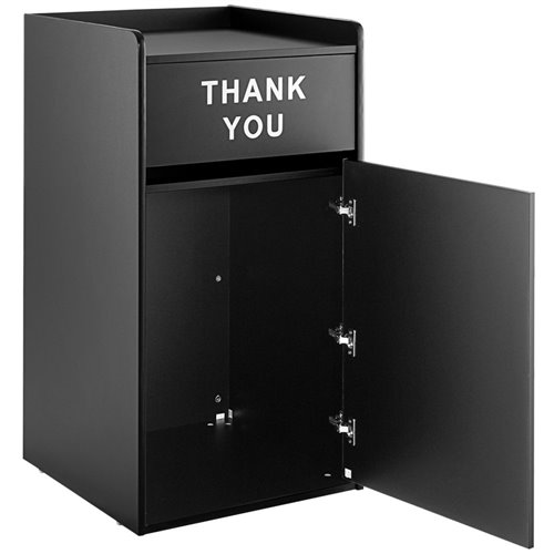 Commercial Rubbish Bin Cabinet &amp Tray Shelf 'Thank You' Black | Stalwart DA-GSLJ006B