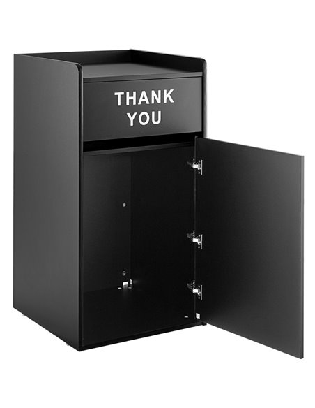Commercial Rubbish Bin Cabinet &amp Tray Shelf 'Thank You' Black | Stalwart DA-GSLJ006B