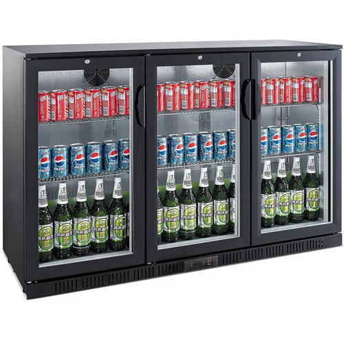 Back bar cooler 3 hinged doors 312 litres Black | DA-BC03PP