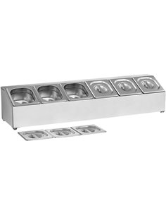 Commercial Condiment Holder including 6xGN1/6 pans &amp Lids | DA-CHD06A