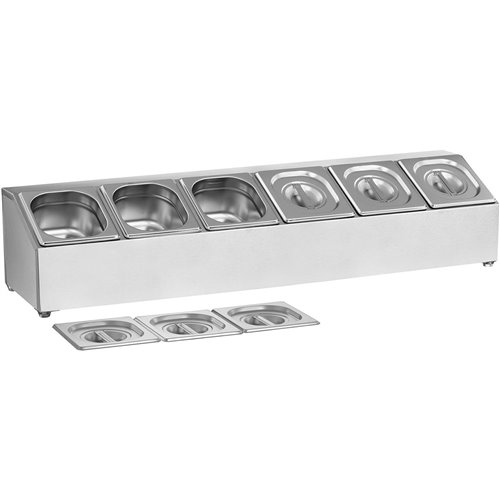 Commercial Condiment Holder including 6xGN1/6 pans &amp Lids | DA-CHD06A