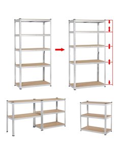 Garage Shelving Unit Medium duty 700x300x1500mm 5 shelves 175 kg/shelf Galvanized steel | DA-G7030 2