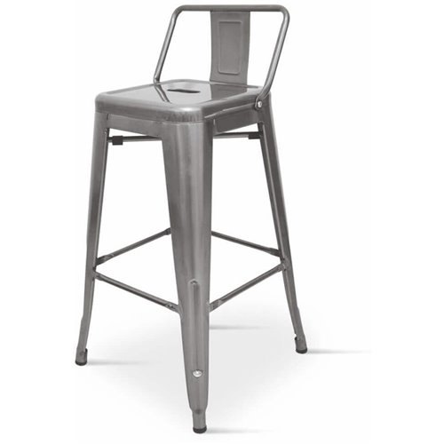 High Bar Stool Steel Grey with Backrest Indoors (pack of four) | DA-WW171G