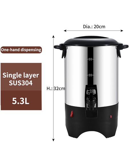 Commercial Coffee Urn 5.3 litres Stainless steel | Stalwart DA-YT304CUPC