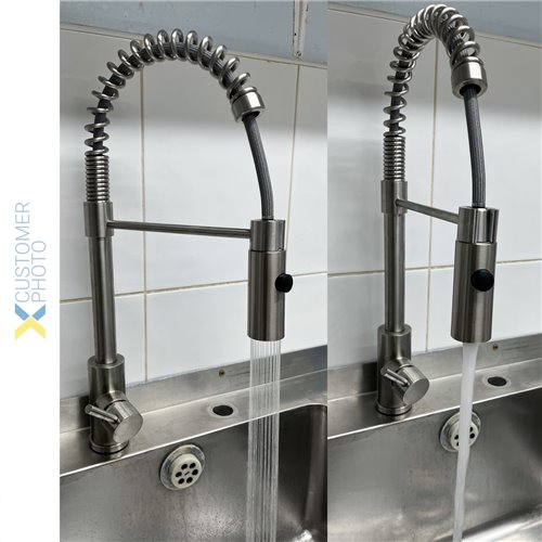 Kitchen Sink Mixer Tap Pullout spray spout Single lever Stainless steel | DA-3047109