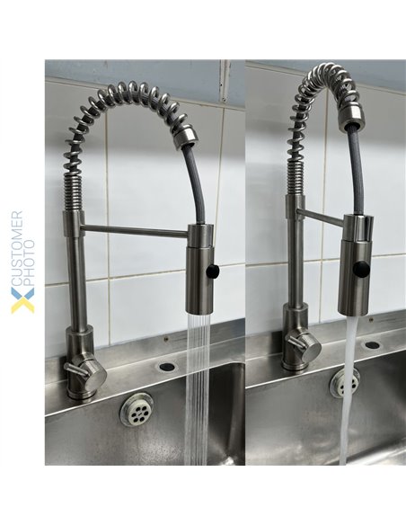 Kitchen Sink Mixer Tap Pullout spray spout Single lever Stainless steel | DA-3047109