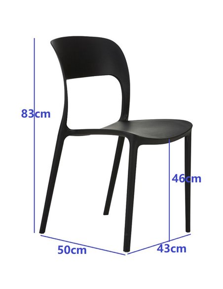 4pcs Bistro Dining Chair Plastic Black Indoors &amp Outdoors | DA-WW053BLACK