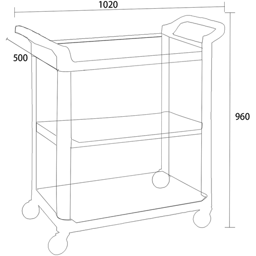 Professional Utility Trolley Multi-purpose 3 tier 1020x500x960mm | DA-GX032B