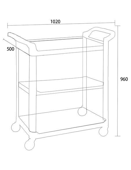 Professional Utility Trolley Multi-purpose 3 tier 1020x500x960mm | DA-GX032B