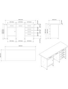 Professional Grey and Black Workshop Workbench with 30mm Wooden Desktop, 6 Drawers and Lockable Door 1600x600x850mm | DA-TC007 2