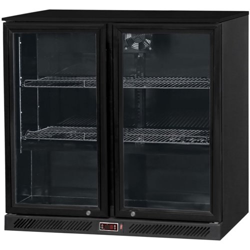 Back bar cooler 2 sliding doors 220 litres Black | Stalwart DA-BLBC02PS