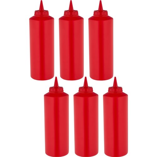 6 pack of Squeeze Sauce Bottles 475ml/16oz Red | DA-WQSB16WR