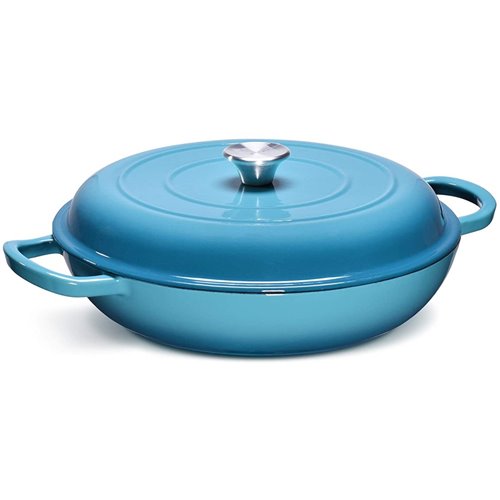 Enameled Cast iron Casserole Shallow pot Round Turquiose ø31cm 3.5 litres | DA-QT3107T