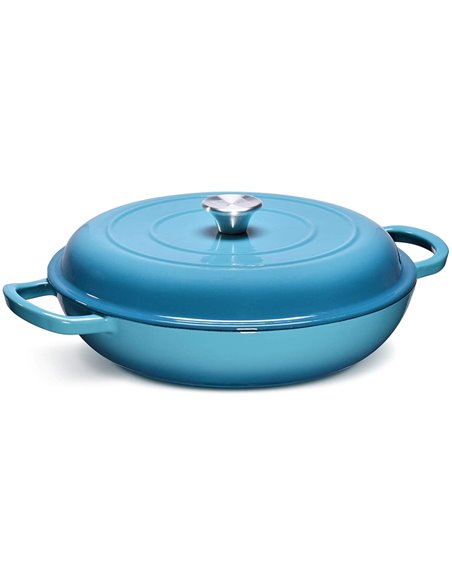 Enameled Cast iron Casserole Shallow pot Round Turquiose ø31cm 3.5 litres | DA-QT3107T