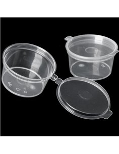 1000pcs Plastic Sauce Cup with Hinged lid Clear 2oz/59ml | DA-JLB2