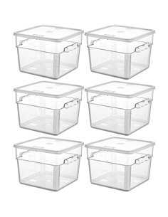 Pack of 6 Food storage Container with lid 11.4 litre 290x300x212mm Polypropylene | DA-GSPP12+GSPPL12