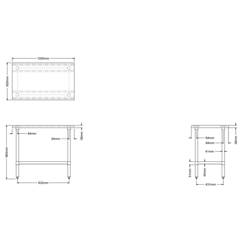 Commercial Work Table Stainless Steel Bottom Shelf 1000x600x900mm | DA-WTG600X1000