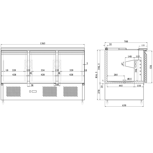 Saladette Open top 3 doors | DA-SDT3