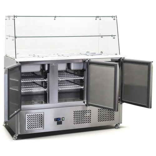 Commercial Saladette Fridge Glass top 3 doors | DA-S93SQ