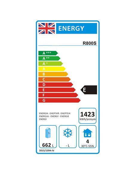 Commercial Refrigerator Upright cabinet 800 litres Stainless steel Twin door GN2/1 Fan assisted cooling | DA-R800S