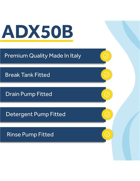 Commercial Dishwasher Premium 500mm basket 20 baskets/hour Break tank, Drain Pump, Detergent dosing pump | DA-ADX50B