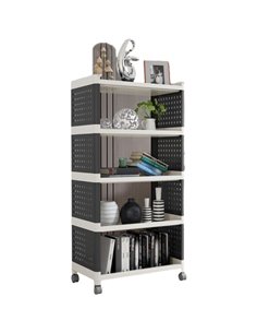 Mobile Plastic Shelving Unit 5 tier Black &amp Grey  490x290x970mm | Stalwart DA-PP5