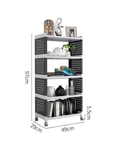 Mobile Plastic Shelving Unit 5 tier Black &amp Grey  490x290x970mm | Stalwart DA-PP5 2