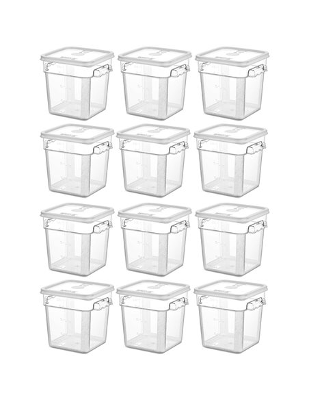Pack of 12 Food storage Container with lid 3.8 litre 201x189x187mm Polypropylene | DA-GSPP4+GSPPL2