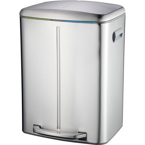 Twin Rectangular Soft Close Pedal Waste Bin 40L Stainless Steel | DA-C11018FM40L