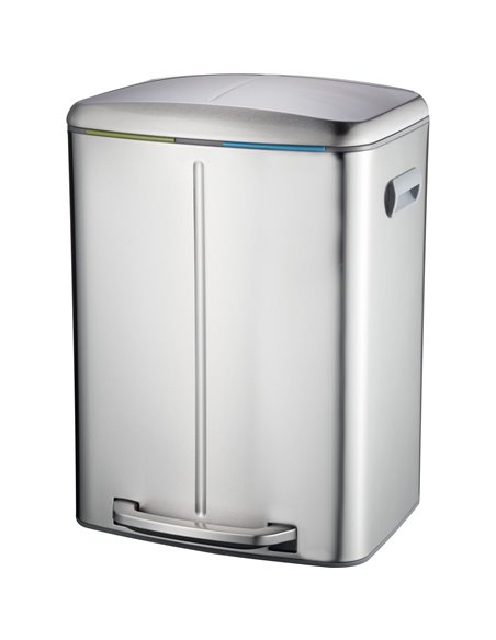 Twin Rectangular Soft Close Pedal Waste Bin 40L Stainless Steel | DA-C11018FM40L