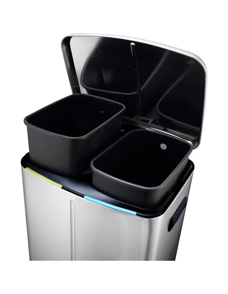 Twin Rectangular Soft Close Pedal Waste Bin 40L Stainless Steel | DA-C11018FM40L