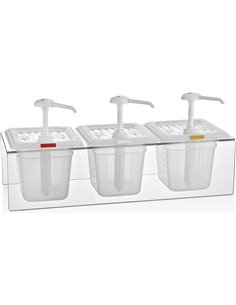 Condiment/Sauce Dispenser with Stand 3x2 litre pumps Plastic | Stalwart DA-GDP03